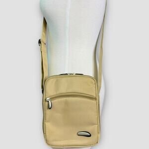 Travelon Anti Theft Crossbody Travel Purse Bag 3 Compartments Unisex Small Tan